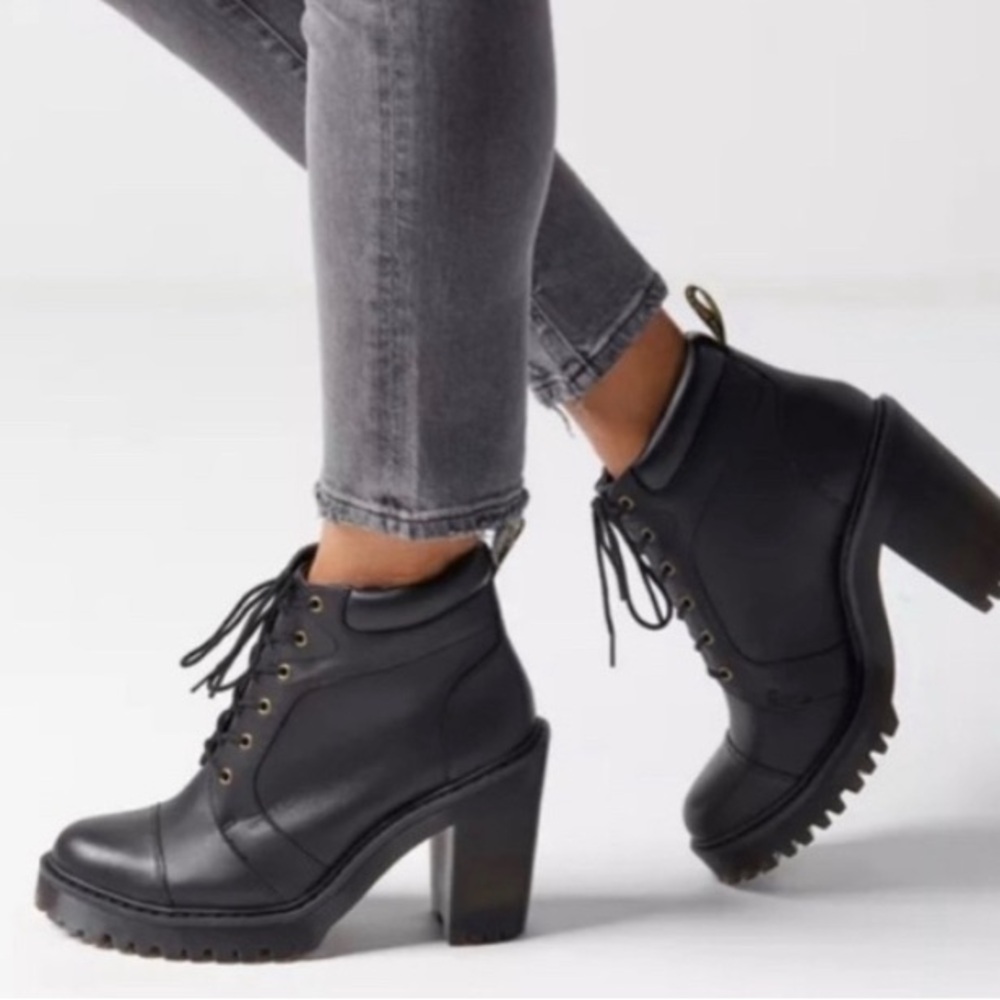 Dr. Martens Averil Black Heeled Lace-Up Boots